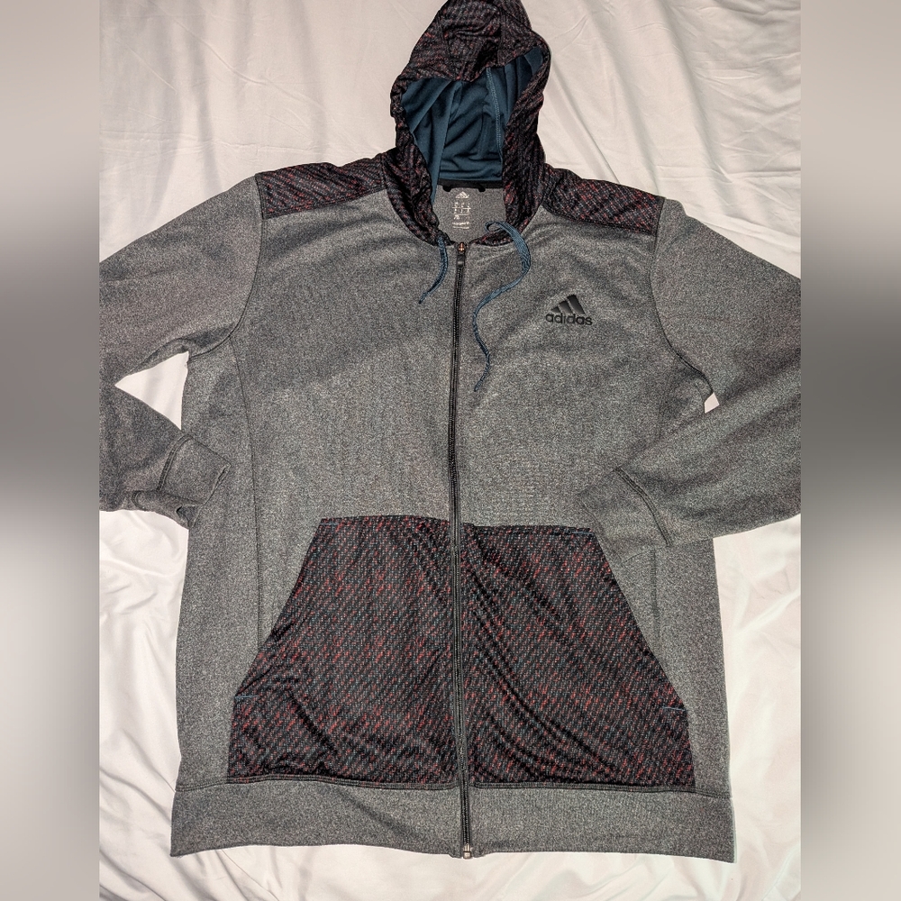 Adidas Men's XL‎ Climawarm Dark Gray Long Sleeve Full Zip Hoodie Sweatshirt